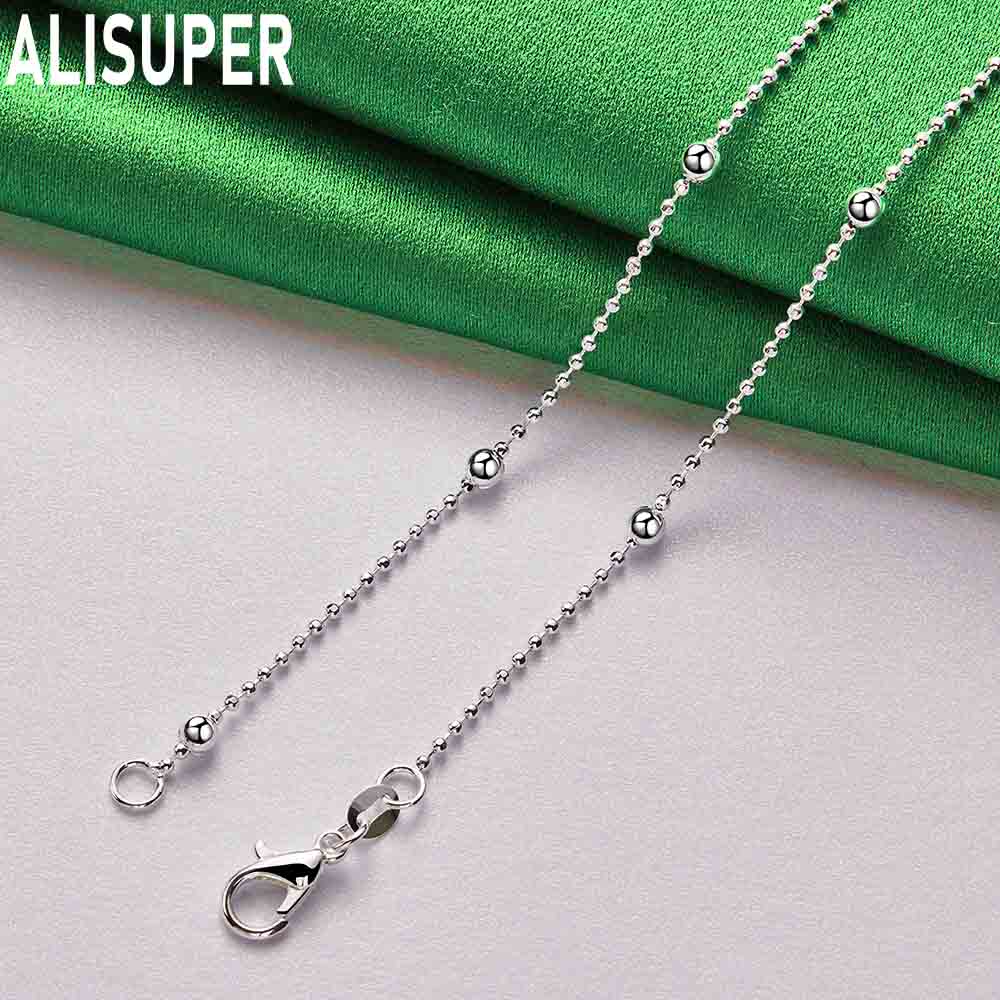 925 Sterling Silver 40-60cm Bead Necklace Fashion Wedding Jewelry