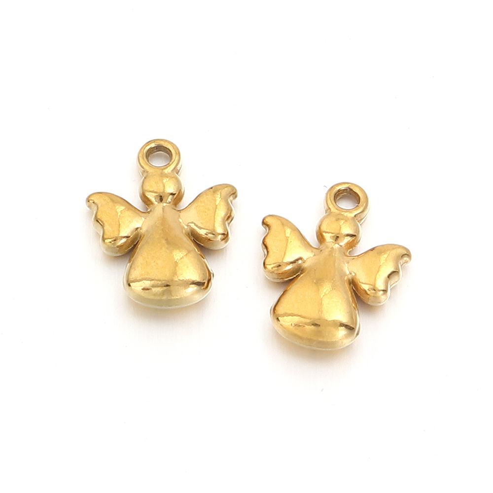 5pcs Stainless Steel Little Angel Charms Gold Steel Color Charms Pendant For Jewelry Making DIY Necklace Pendants Accessories