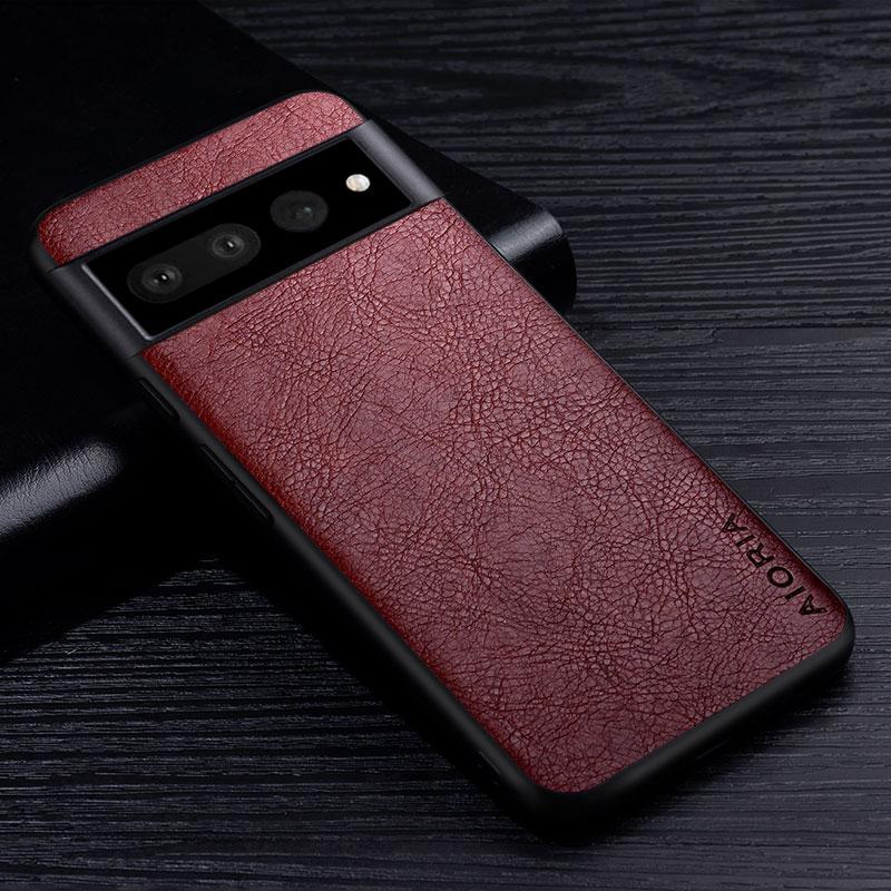 Leather Case for Google Pixel 7 6 Pro Business Style Premium Retro Litchi Pattern Protective Back Cover for Pixel 7A 6A Case