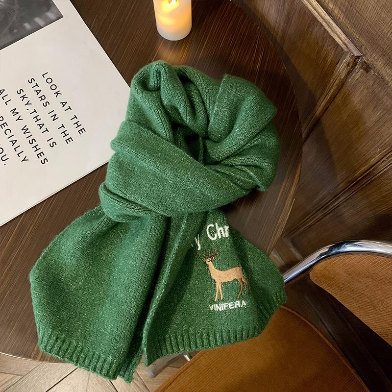 Christmas gift deer cashmere scarf women's winter new atmosphere warm thickened cold and windproof scarf