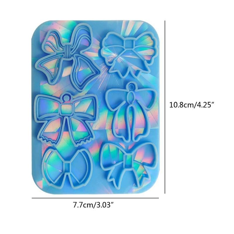 Cute Bowknot Silicone Molds Holographic Epoxy Resin Mold DIY Keychain Pendant Mold Handmade Jewelry Tool Easy To Clean