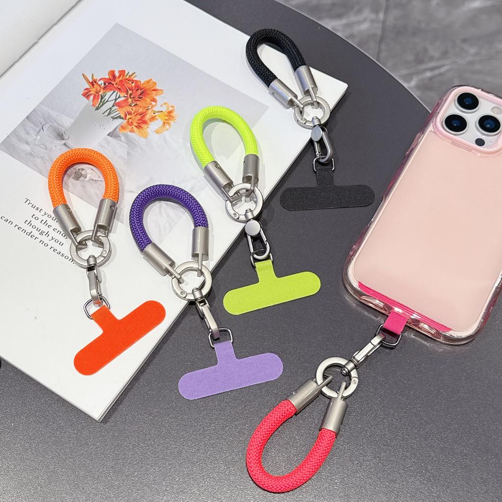 Universal Keychain Lanyard Metal Keyring Pendant Anti-lost Short Lanyard Rope with Back Tab Phone Straps for Mobile Phone Keys