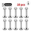 10Pcs ASTM F136 Titanium 18G/16G Internal Teeth Labret Stud CZ Cartilage Earring Helix Tragus Nose Stud Piercing