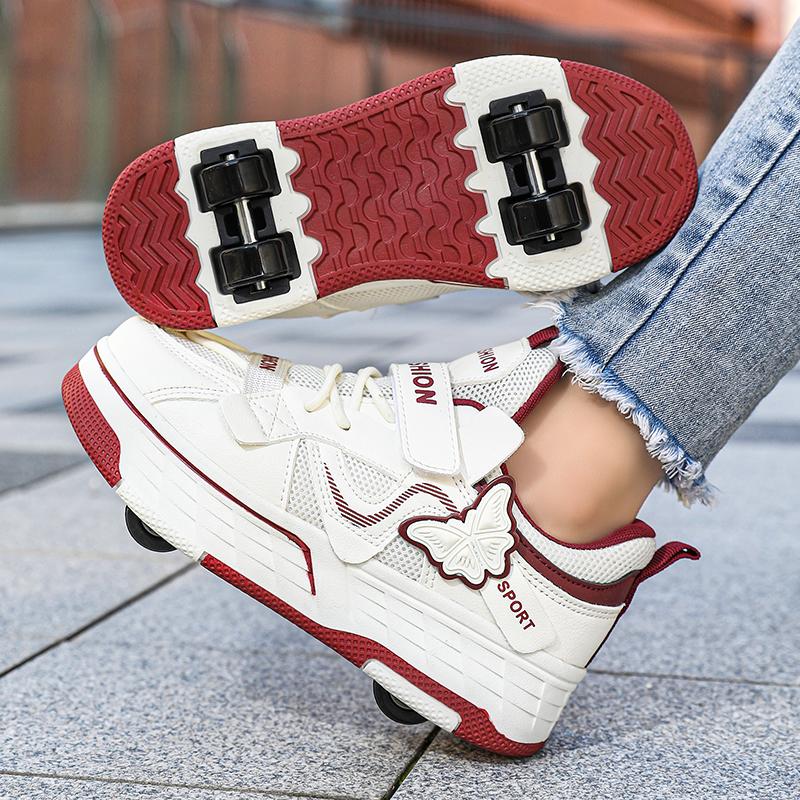 Scarpe per Bambini/Bambine Taglia 29-40 con Quattro Ruote Sportive Pattini a Rotelle Scarpe da Pattinaggio Rimovibili Scarpe da Pattinaggio a Rotelle Scarpe da Pattinaggio per Ragazza