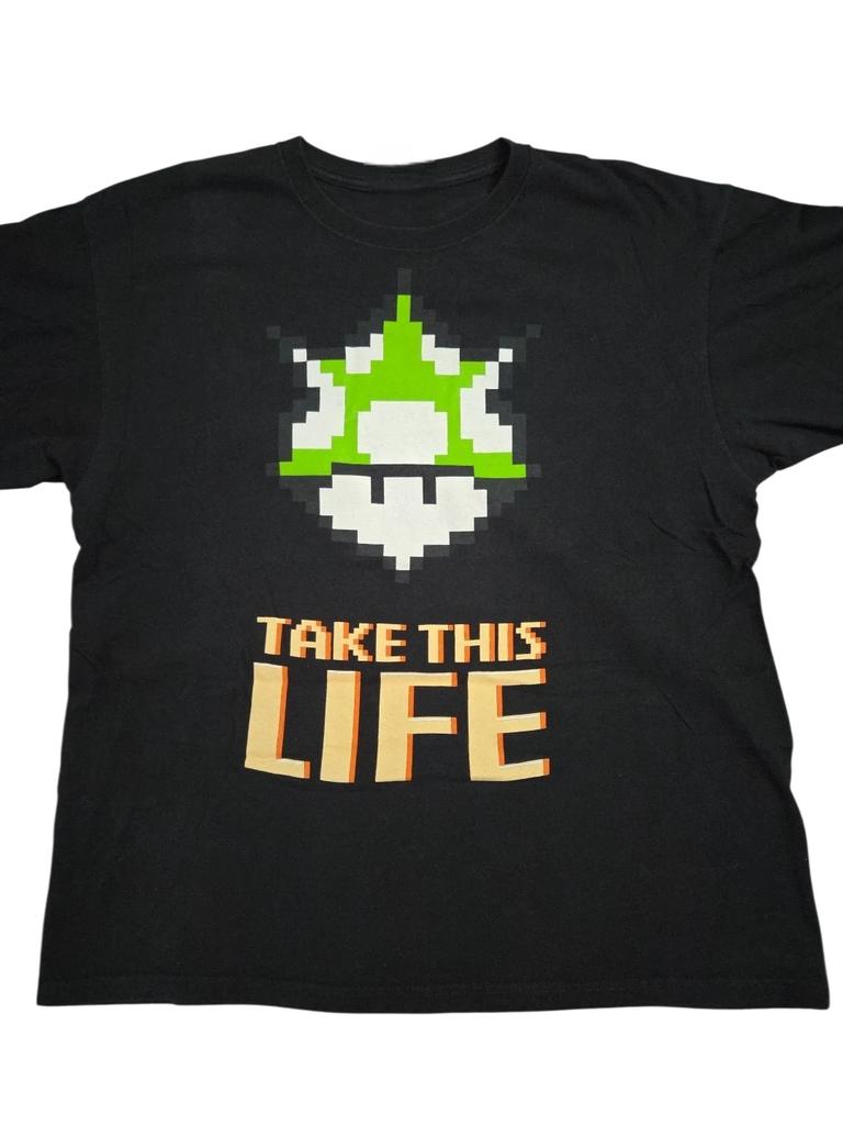 In Flames Take This Life T-shirt - Mario 1-Up Mushroom Black Band Tee