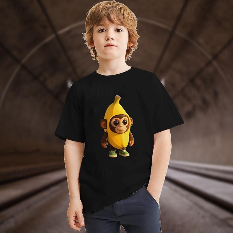 

Boys Funny Italian Brainrot Graphic Tee 5pcs Set of Summer Short-Sleeve T-Shirts for Boys 110cm