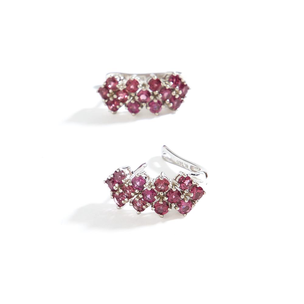 Cercei cu închizătoare pentru femei, lux ușor, Granat Rodolit rotund natural 3,0 mm, argint sterling 925, bijuterii fine pentru petrecere, banchet