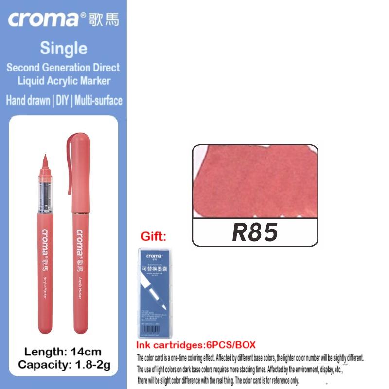 Croma 160/1 Farben Nachfüllbares Direktflüssig-Acrylmarker-Set mit Weicher Spitze, Waschbarer Aquarellpinsel Schulausstattung