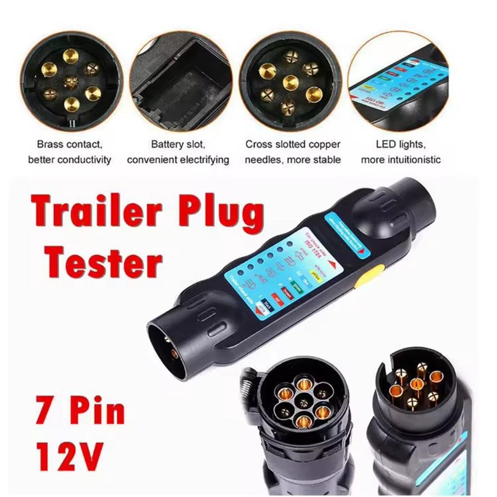 12V 7 Pin Car Towing Light Tester Trailer Plug Socket Accessories Tools Light Wiring Tow Test Bar Diagnostic Towing E7L4