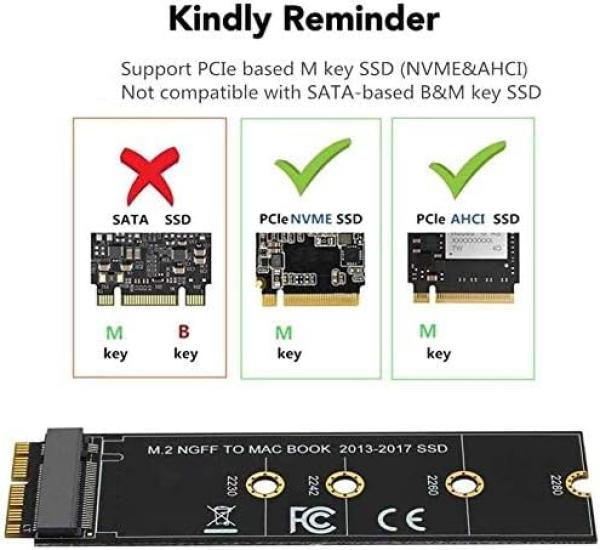 Olivins NVMe SSD Conversion Adapter Card SSD Upgrade Kit for Macbook Air M.2 (2013-2017)