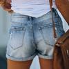 Women's Solid Color Jeans Stretch Slim Fit Distressed Denim Shorts