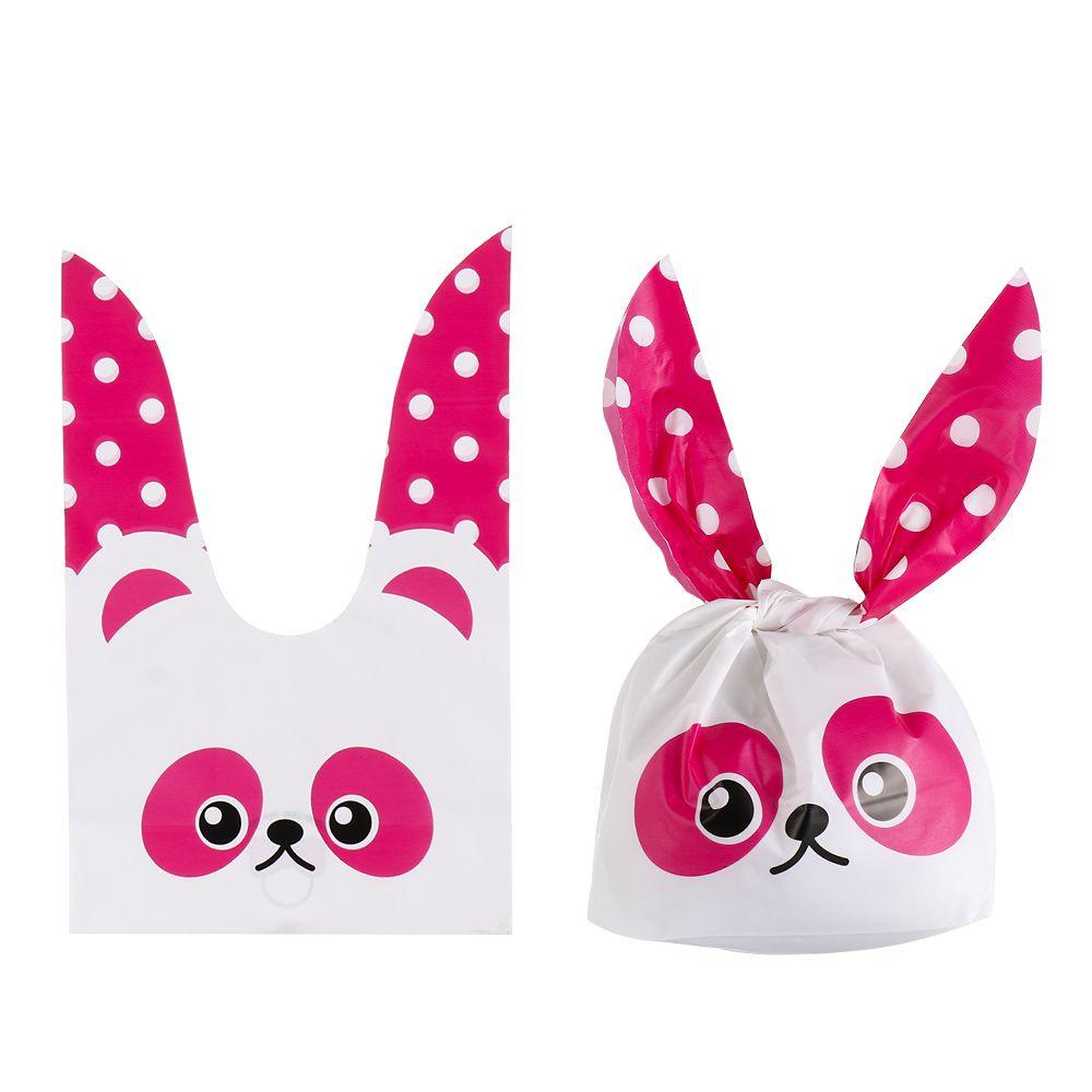 50pcs New Easter Carton Rabbit Ear Bags Plastic Animal Candy Bags For Kids Birthday Biscuits Candy Packaging DIY Gifts Supplies