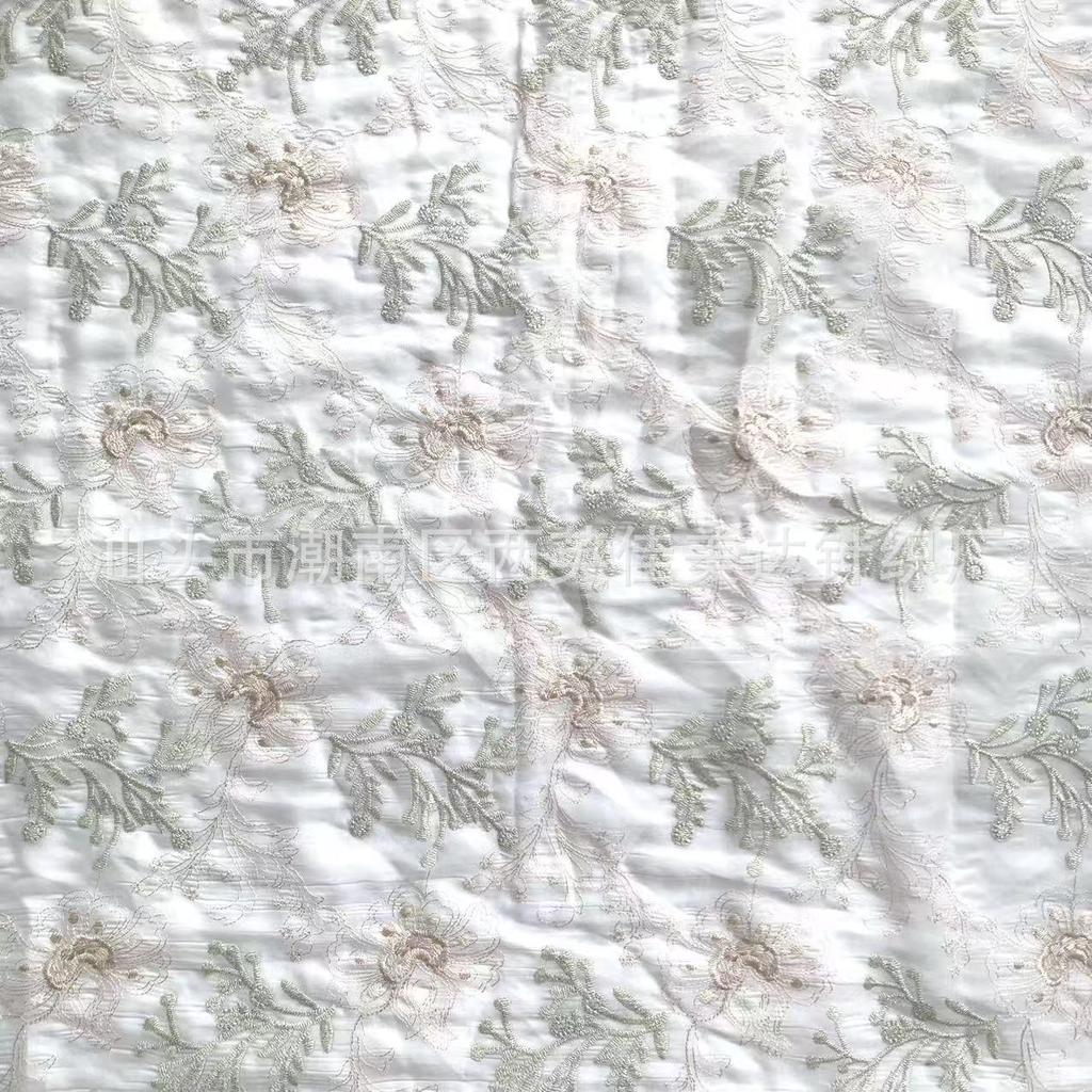 Gold Thread Floral Embroidered Gauze Fabric for Women's and Children's Hanfu Clothing