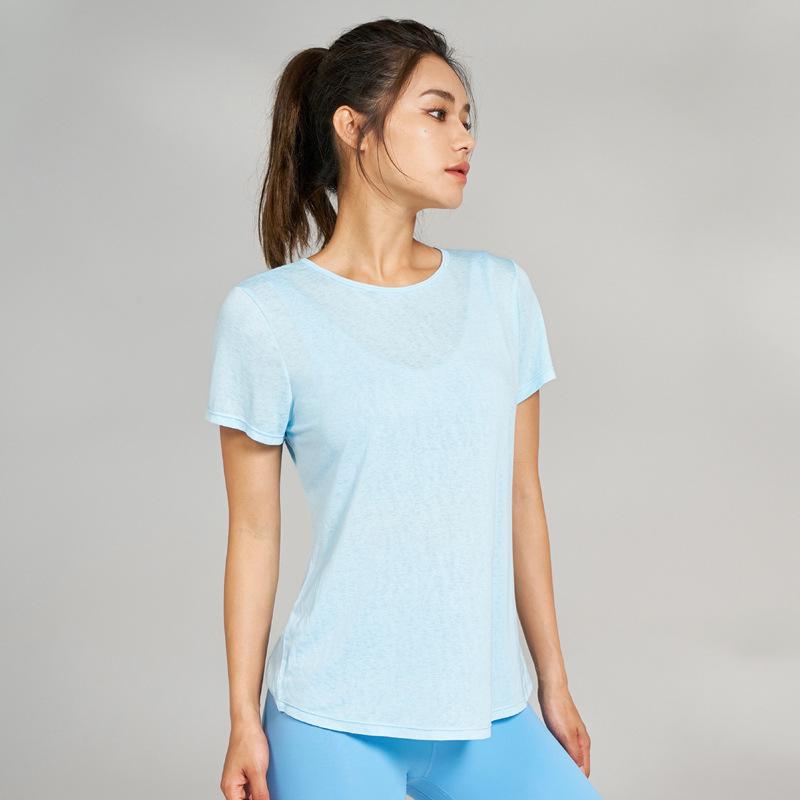 

Женская повседневная спортивная футболка BILABO: Йога, Фитнес, Бег, Короткий рукав, Круглый вырез, Свободный крой, Облегающий пуловер, Удобный. Extra Large