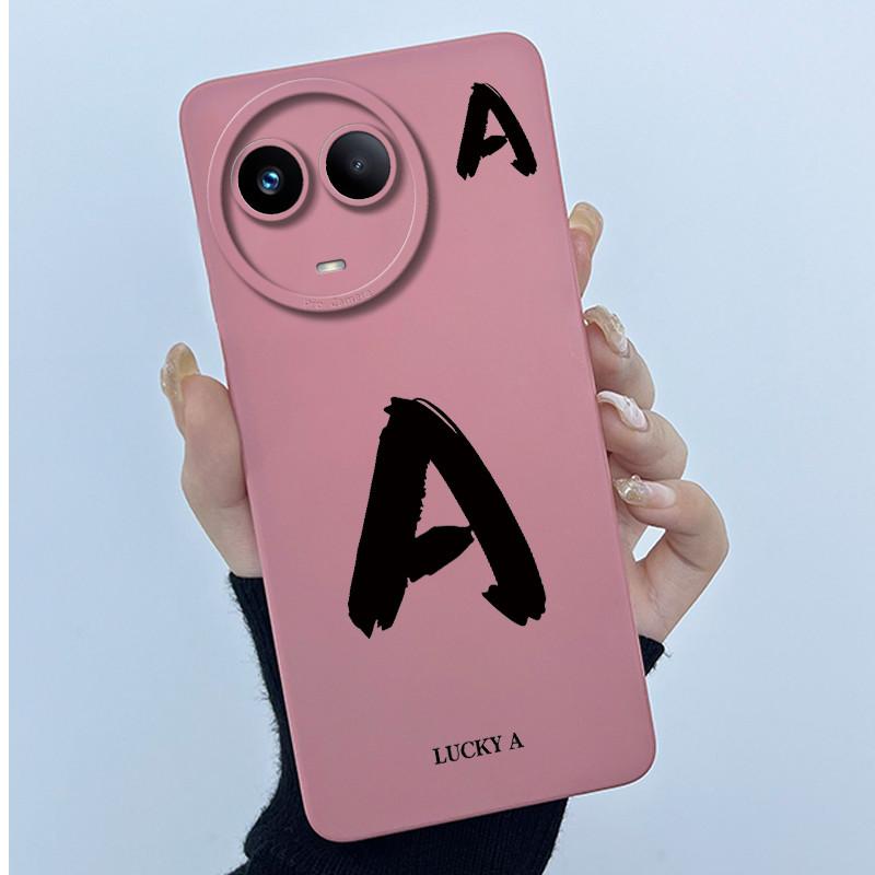 

For Realme V50 RMX3783 V50s RMX3781 Case Cover Lucky Initial Letter Silicone Soft Matte Phone Bumper for RealmeV50 V 50 s Casing Realme V50