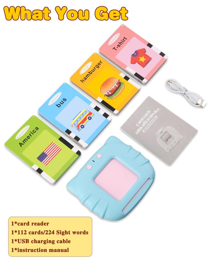 Pure English version cross border children enlightenment early education smart card learning machine puzzle English card machine baby card Pure Engli