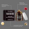 Schwarze Seife mit Argan und Rose Beldi Seife Ideal für Entfernung abgestorbener Haut Körperpeeling Reinigend Tiefenreinigung 200g/7 Oz