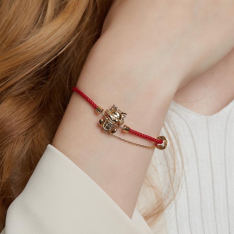 2024 Lucky Red Rope Bracelet with S925 Sterling Silver Coin - Original Niche Design for Women