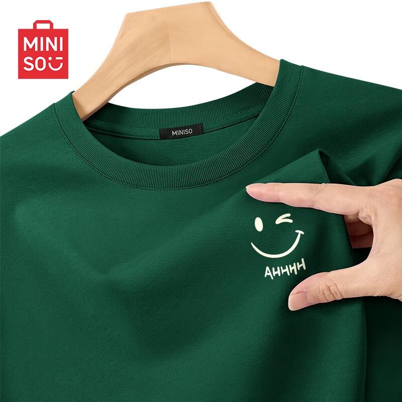 MINISO Men's American Casual Loose Fit Round Neck Cotton T-Shirt