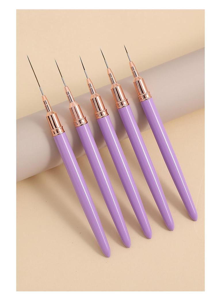 5-Piece Fine Line Nail Art Brush Set for Outlining, Painting Flowers, Line Drawing, and Color Mixing