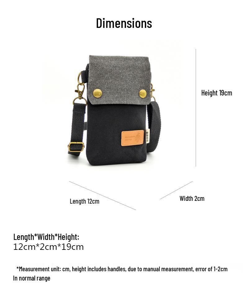 Solid Color Canvas Crossbody Phone Bag - Women's Shoulder Purse