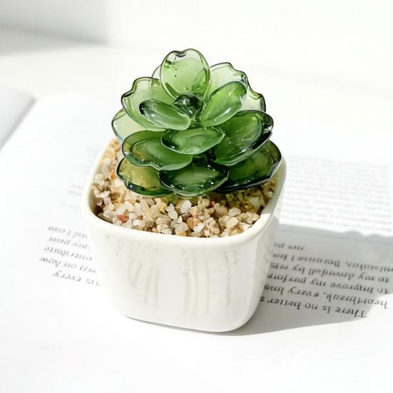 Mini Glass Planter Desktop Ornaments Small Exquisite Craftsmanship Bright Colorful Handmade Texture for Office Bedroom Living Room Home Decor Gift