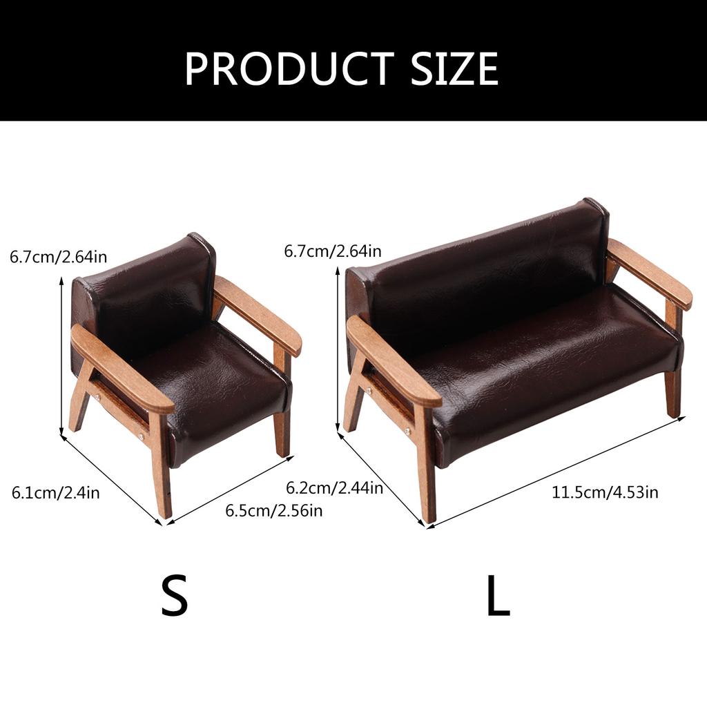 Miniature Leather Sofa Chair Model for Dollhouses Living Room Decoration 1 12 Scale Toy Accessories for Household Use