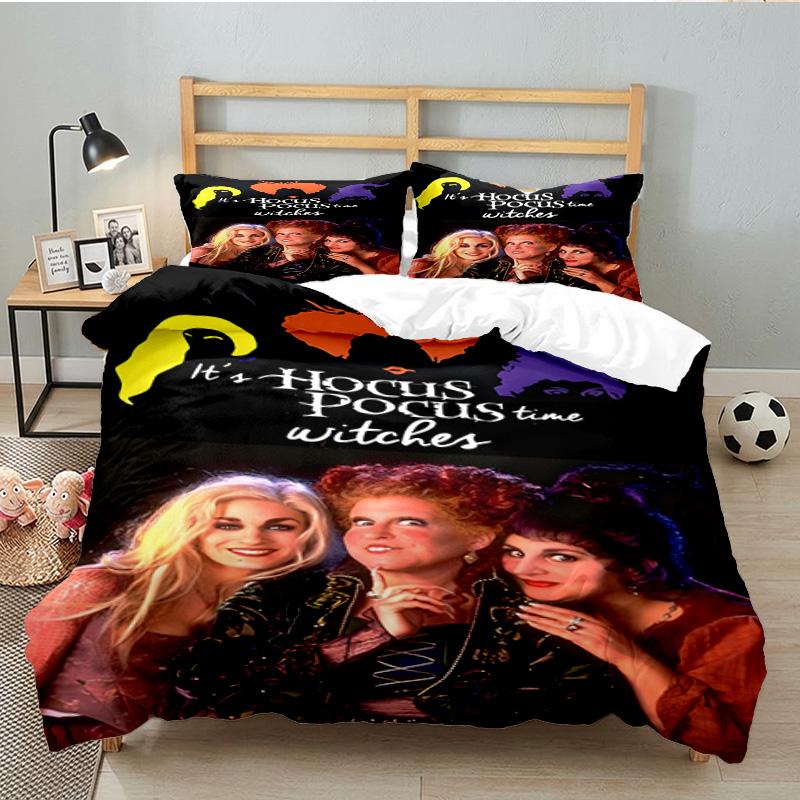 Hocus Halloween Night 3pcs Bedding Set,Including 1pc Duvet Cover And 2pcs Pillowcases Perfect Gift for Christmas,Ideal for Bedroom, Dormitory