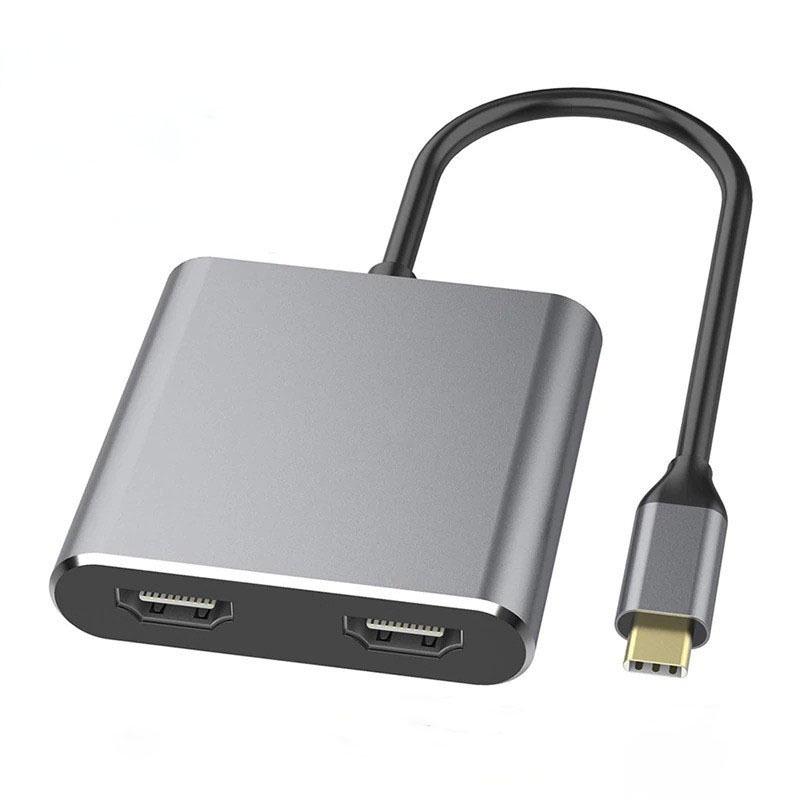 Typ-C 4-in-1 Dual-HDMI Screen Mirroring & Erweiterte Anzeige HD-Erweiterungsdock mit USB 3.0 Hub-Konverter