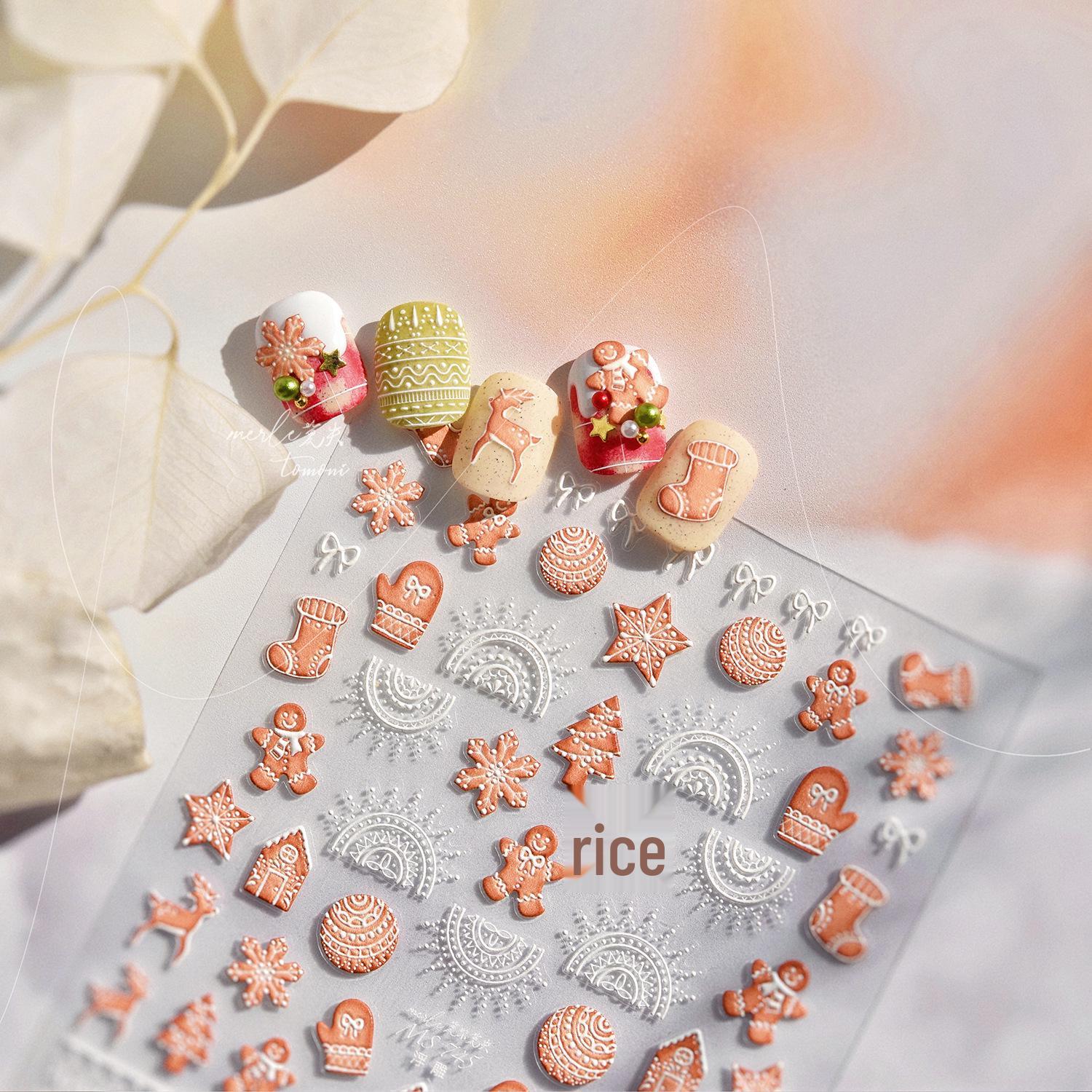 

Tomoni Embossed Nail Stickers: Gingerbread Man Collaboration - Popular Stationery & Mobile Phone Designs