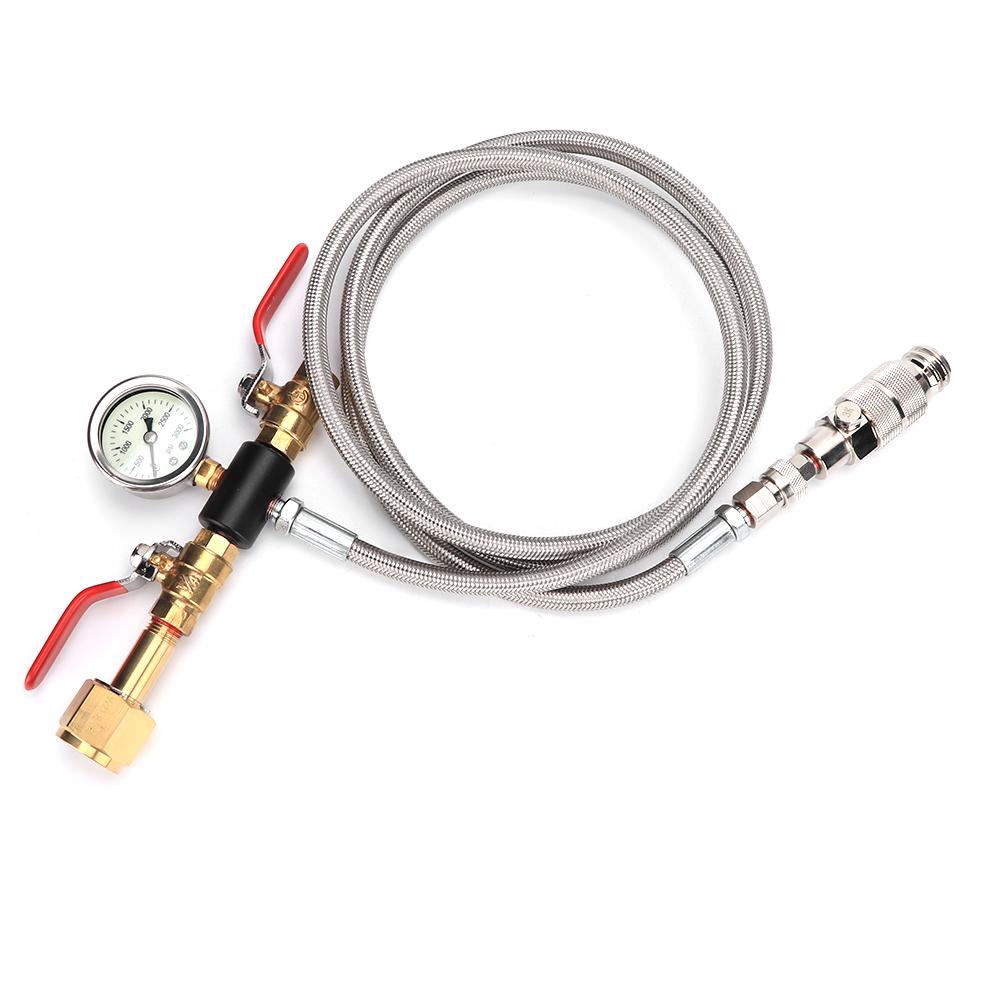 Adaptor furtun de 1,8 m cu conector cu dublă supapă pentru umplere cu CO2 și manometru (W21.8?14)