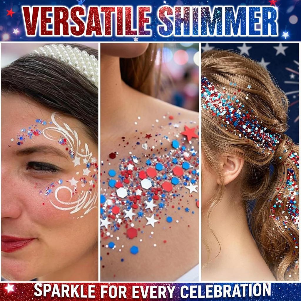 4th of July Glitter Stick Party Sparkle Stick Independence Day Glitter Body Decor 10-Pack