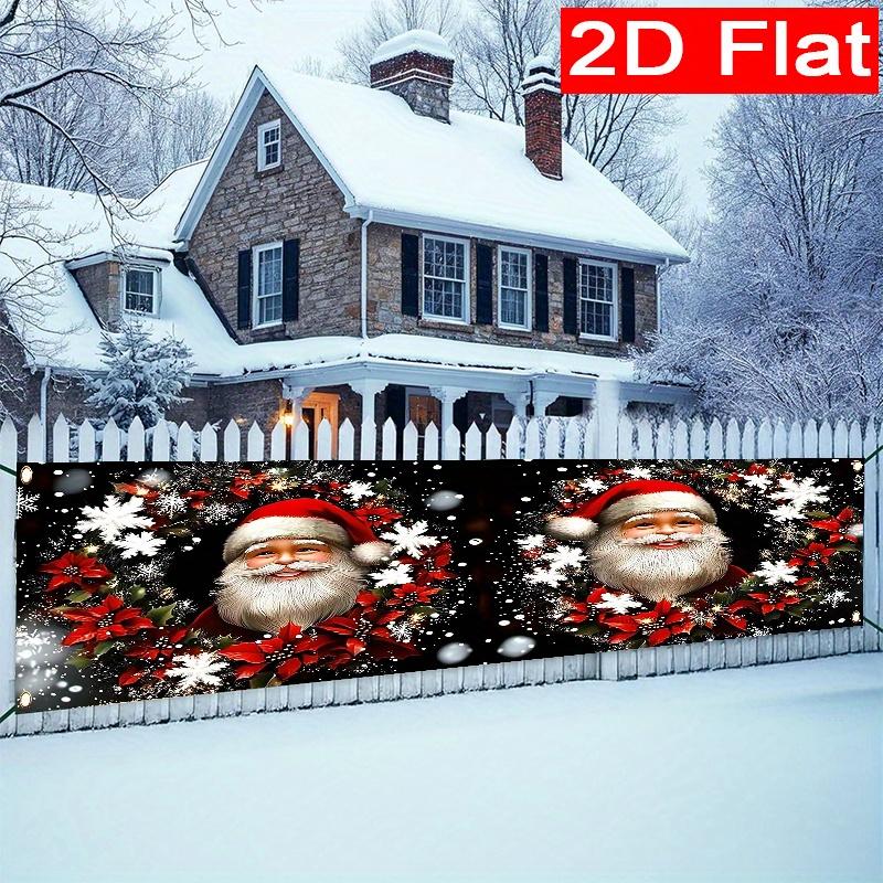 Santa Claus Porch Banner, Winter Holiday Christmas New Year Party Design, Polyester Outdoor Garden Porch Fence Wall Decoration