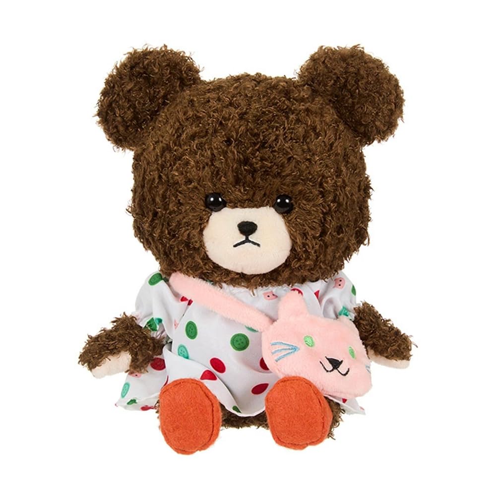 Sekiguchi The Bears' School Plush Toy, Fluffy Jackie with Cat, 622696, Size: H21 X W14 X D12cm