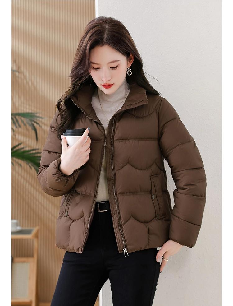 Short Down Jacket Women's Winter Vertical Collar Solid Color Jacket Warm Coat