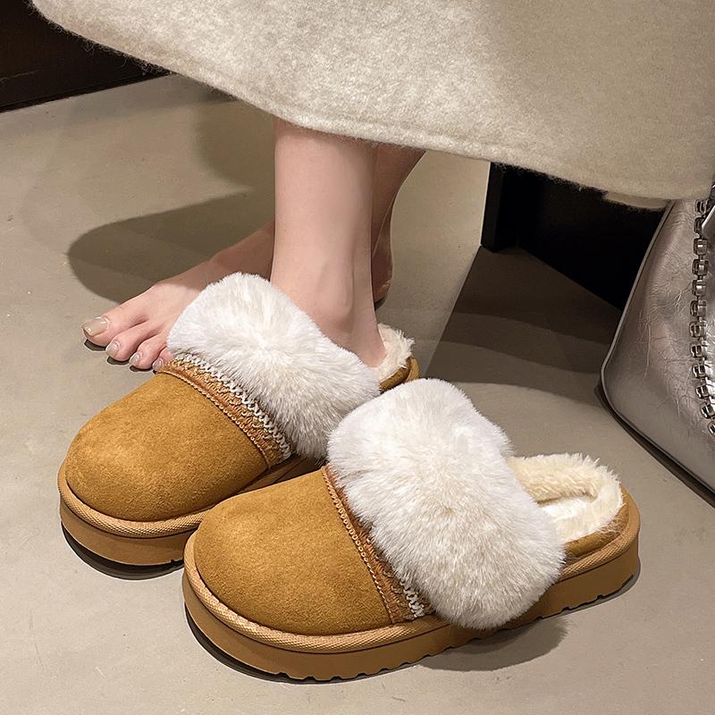 Fashion Baotou Cotton Mopping Winter New Round Head Deep Mouth Soft Bottom Anti-slip Wear-resistant Flat Bottom Half Mopping