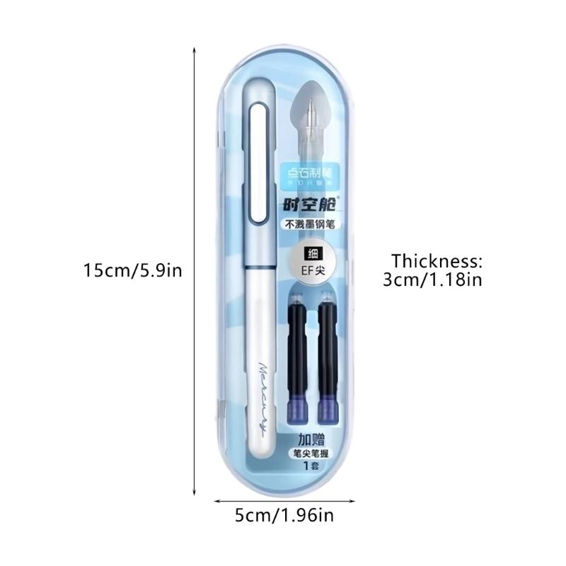 Ergonomic Fountain Pen With 2 Inks Cartridges EF Tip Fountain Pen For Students Beginner Daily Writing Note Taking