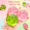 Rosa Apfel Quetschkristall Transparent Stressball, Langsam Rückfederndes Gelee Quetsch Fidget Spielzeug, Weiches TPR Sensorisches Spielzeug, Angstlinderung