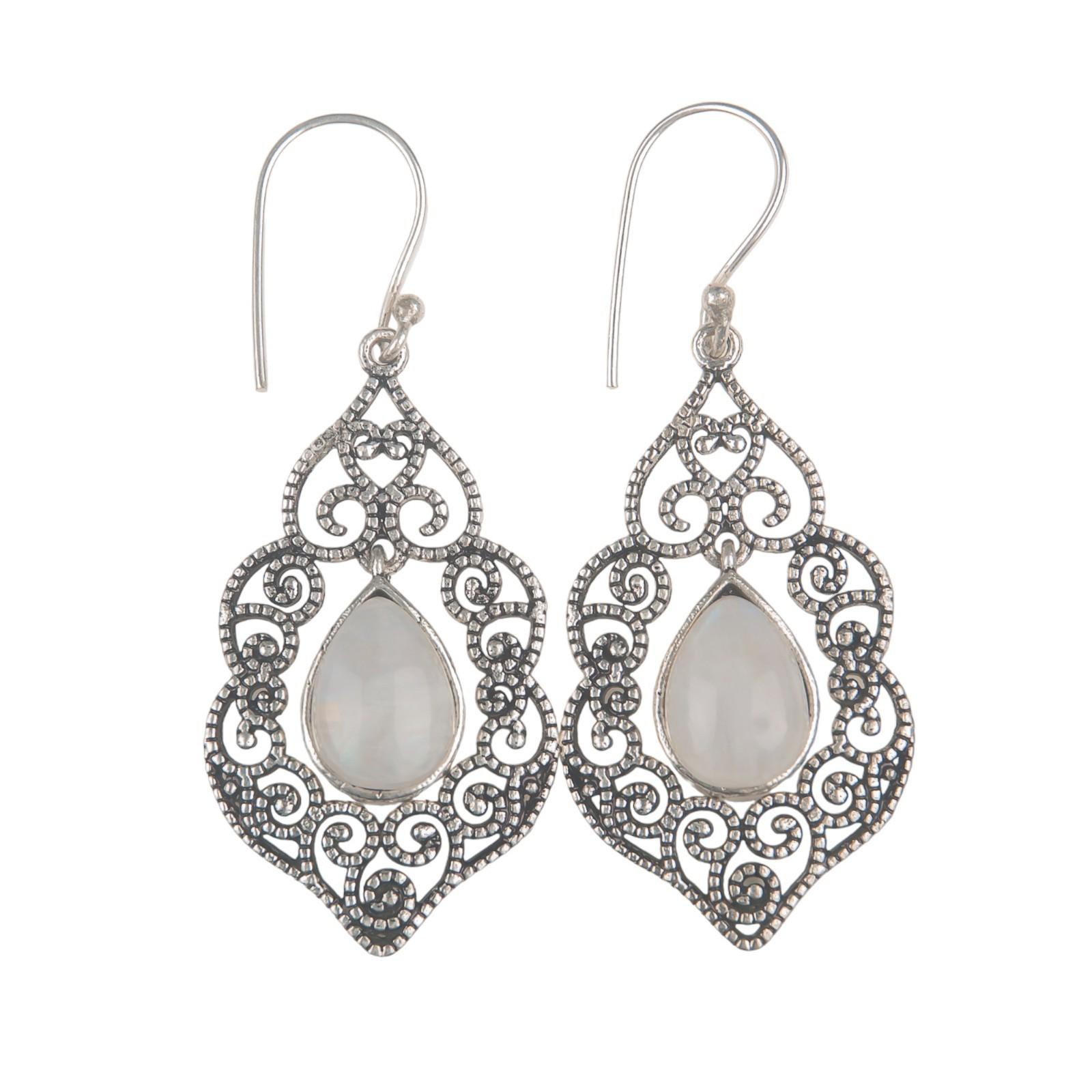 

Радужный Лунный Камень Драгоценный Камень 925 Стерлинговое Серебро Ювелирные Изделия Ручной Работы Серьги 2.33 CE-10-19