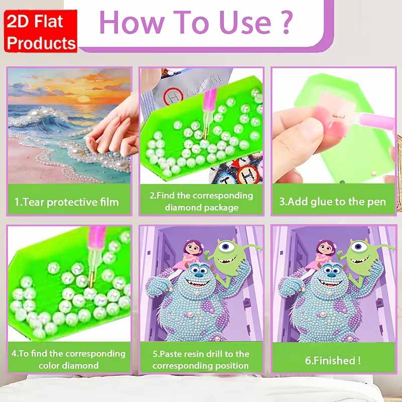Disney Pearl Painting Monsters, Inc. DIY Pearl Art Painting Pearl Gem Painting Pictures Crafts Special Shape Home Wall Decoration