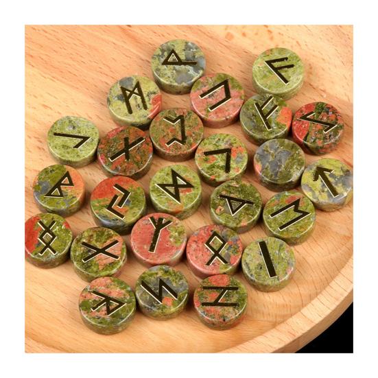 25Pcs Faux Crystal Agate Rune Stone Set Alphabet Rune Round Set Nordic Germanic Language Stone for Witchcraft Fortune-Telling
