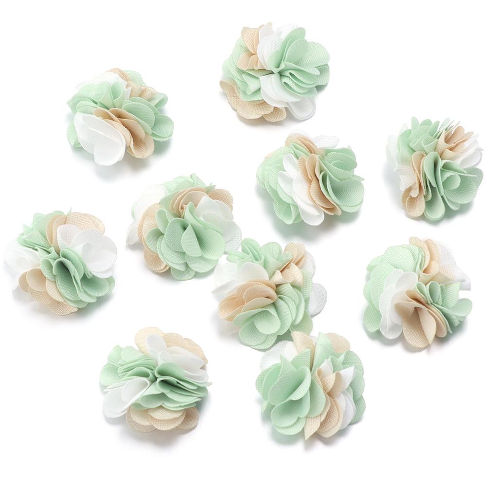 10pcs 2.5cm Cloth Fabric Flower Three Colors Handmade Artificial Flowers For DIY Wedding Party Clothing Headwear Decor Supplies