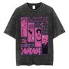 Japanese Anime Nana Osaki Print Vintage Washed Tshirt Harajuku Streetwear Graphic T-Shirt Summer Short SleeveTshirt