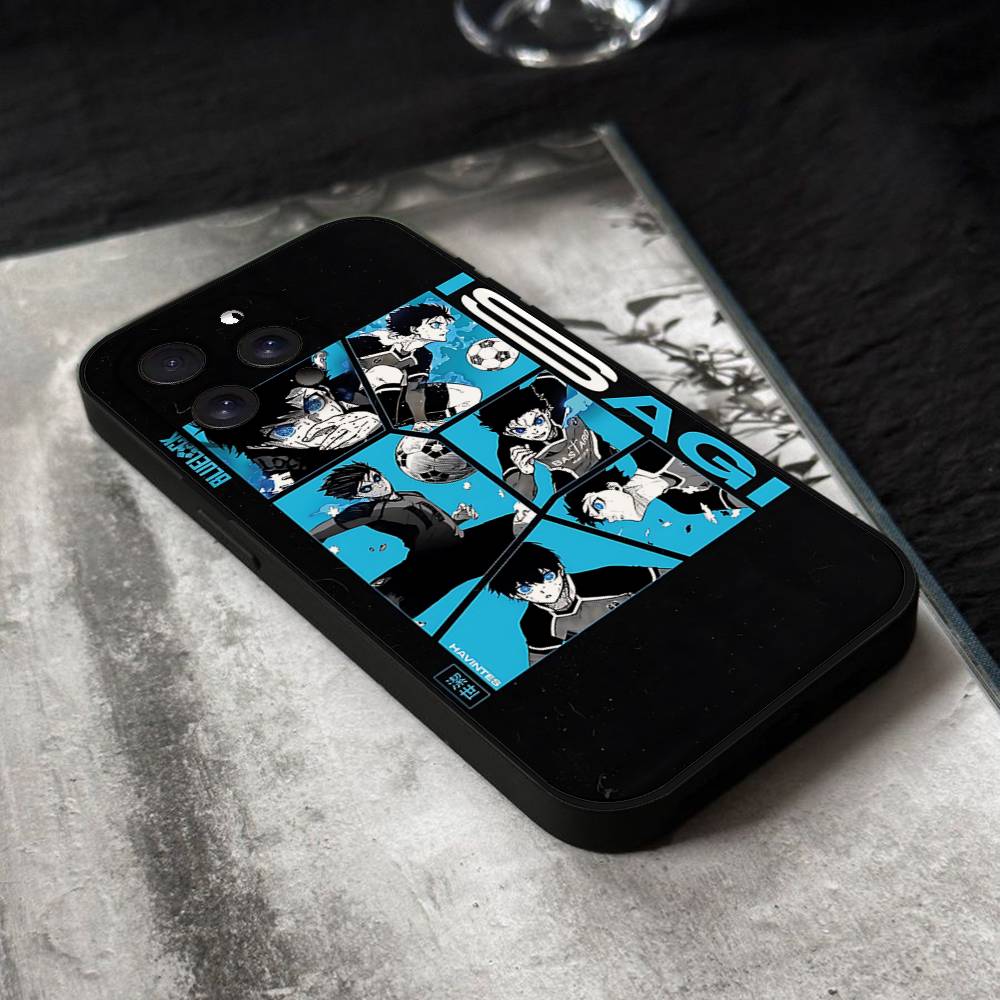 Anime BLUE LOCK Handyhülle Für IPhone 17,16,15,14,13,12,11 Plus,Pro,Max,XR,XS,X,7,8 Plus,Mini Schwarzes Silikon Weich