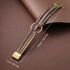 Multilayer Leather Wrap Bracelet Gold Accent Cuff Bangle Elegant Gift for Women Girls