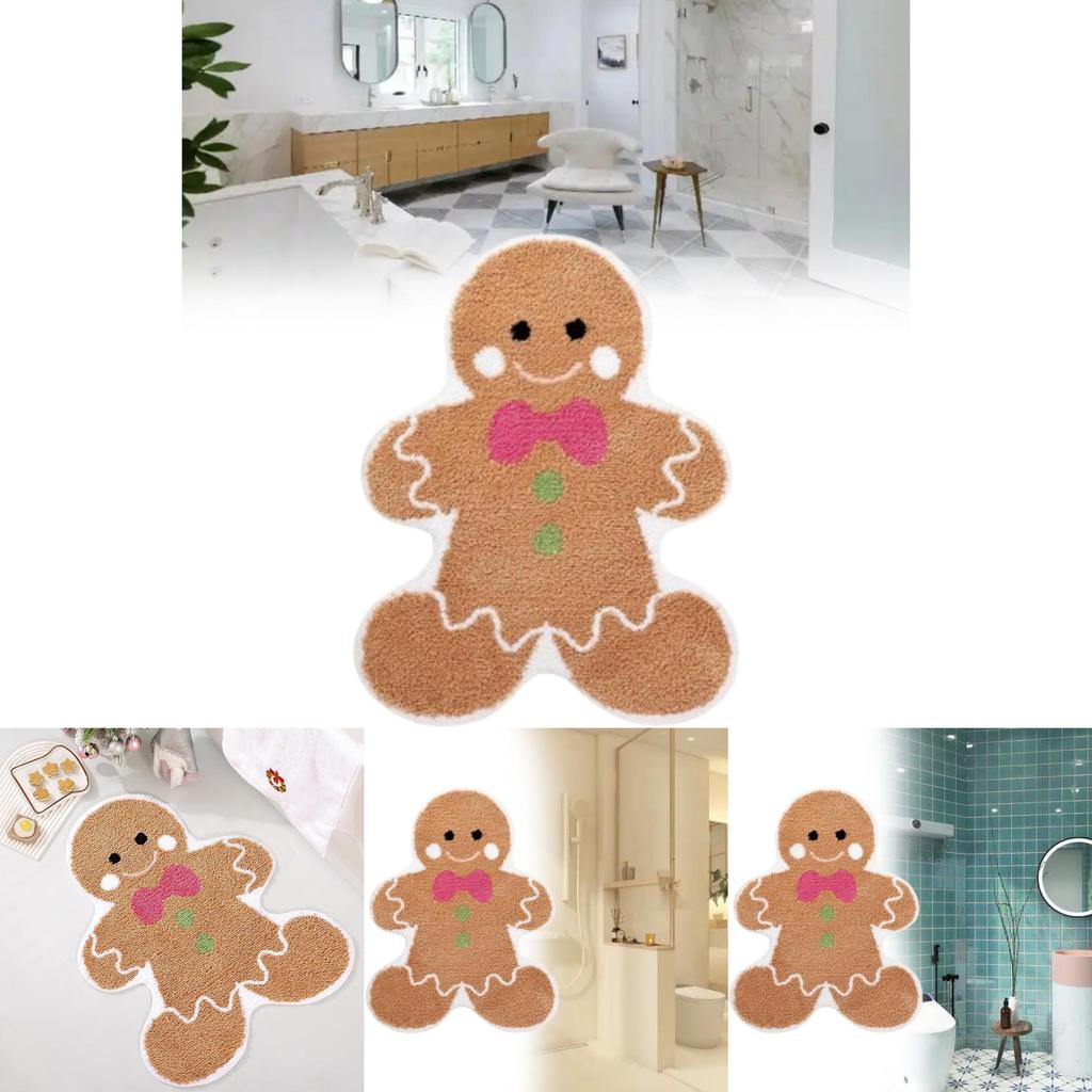 Holiday Gingerbread Man Floor Mat With Cartoon Design For Living Room