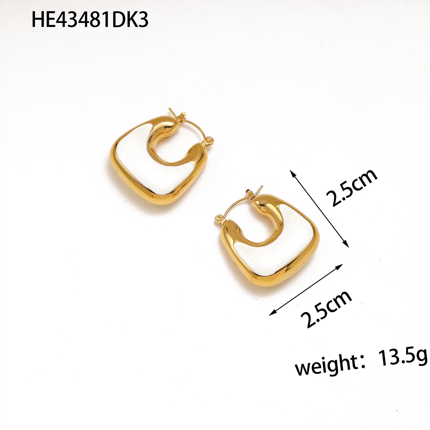

CARLIDANA Luxury Trendy Stainless Steel Geometric 18K Gold Color Hollow Oil Drop U Earrings for Woman Jewelry Gift Non-fadding білий