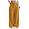 Pantaloni a Coste da Donna Larghi Comodi Casual Vita Elastica Gamba Dritta Con Tasche