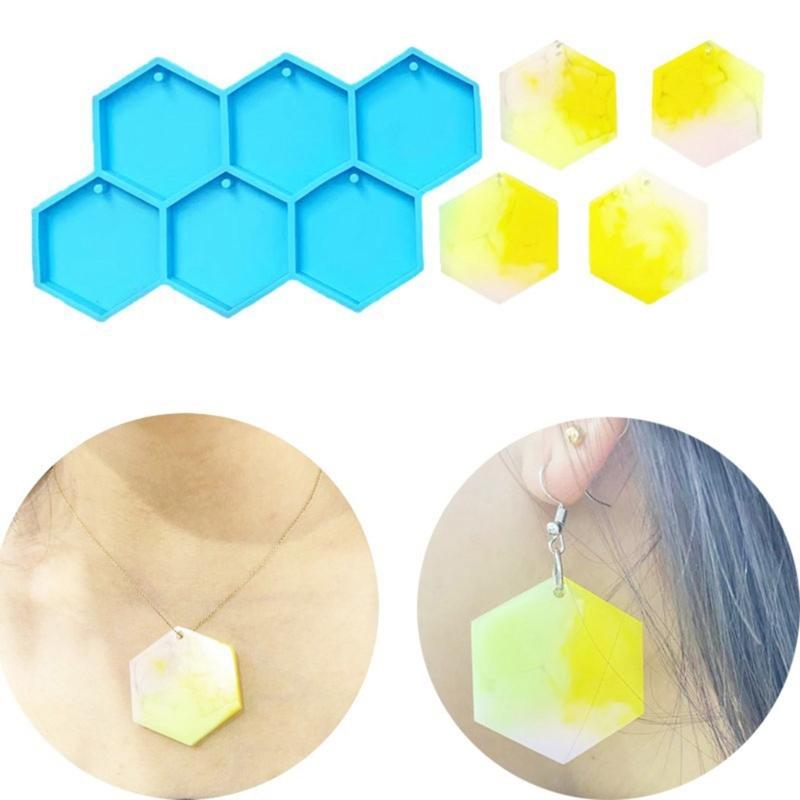 Hexagon Earring Silicone Mold Glossy Earring Pendant Jewelry Resin Mold Keychain Pendant Epoxy Casting Mold Tool
