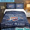 Custom Name 3PCS Thunder OKC Basketball Bedding Set,Including Duvet Cover And 2pcs Pillowcases Perfect for Bedroom,Dormitory,Fan Christmas Gift